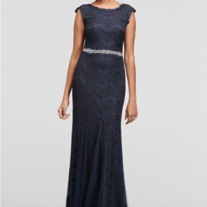 Betsy and Adam Blue Lace Beaded Dress